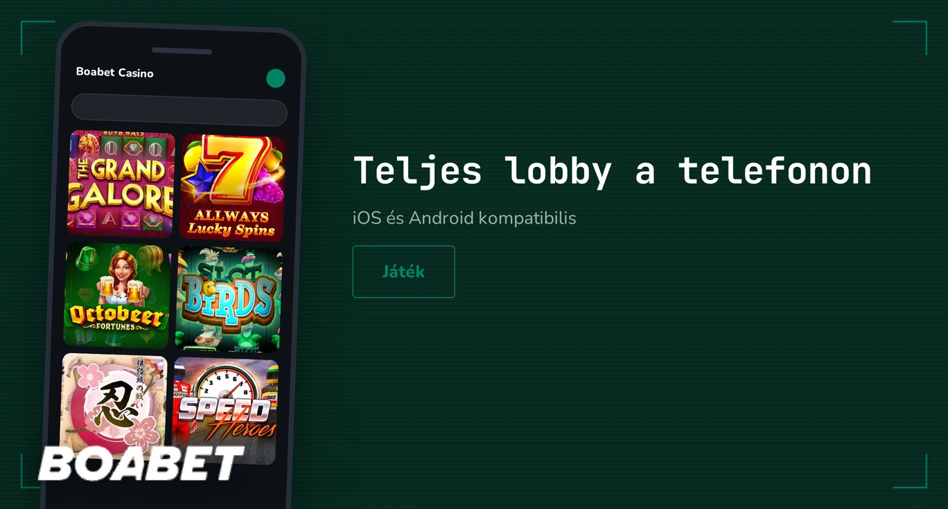 Boabet játéklobby mobilon