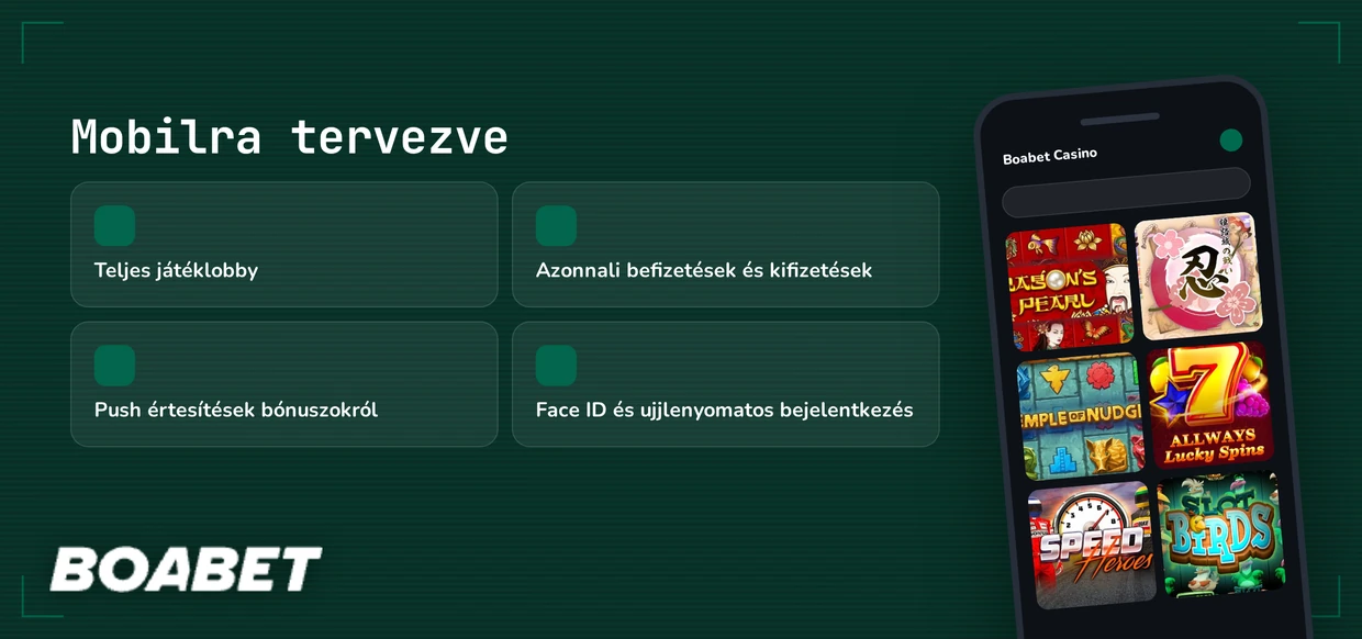 Boabet mobil funkciók
